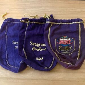 Lot of 3 Crown Royal Bags Drawstring Felt Bag Pouch Holder Liquor